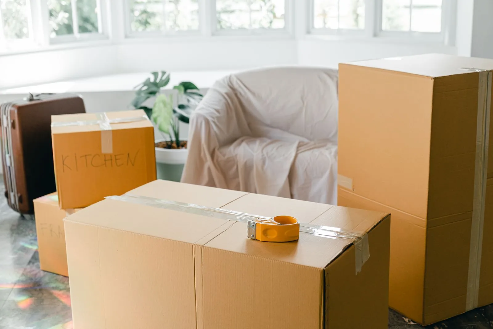 Packed boxes in a Philadelphia home during move-out planning