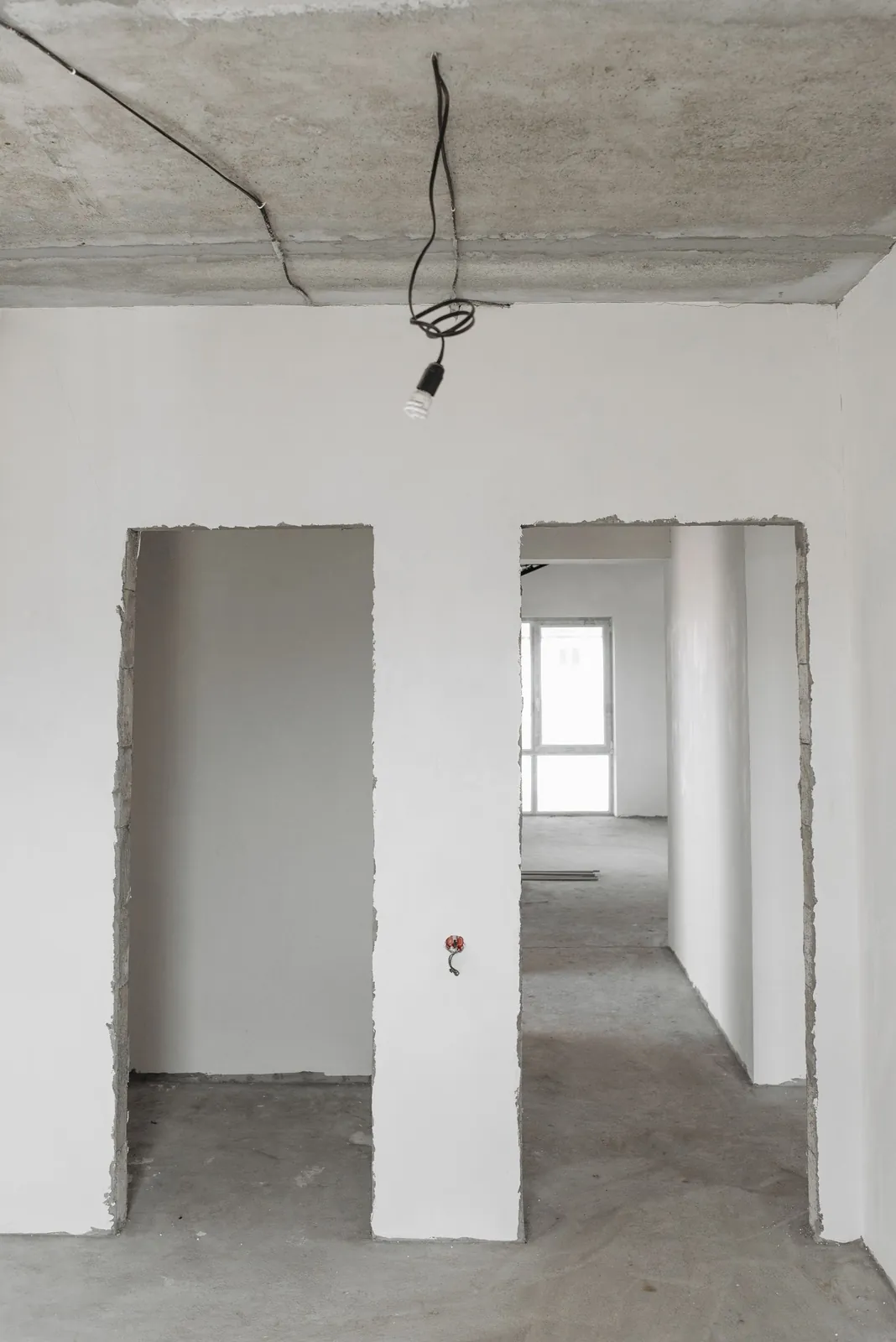Finished interior prepared for post-construction cleanup